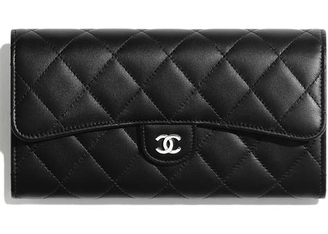 chanel black flap wallet white logo|chanel zippy wallet.